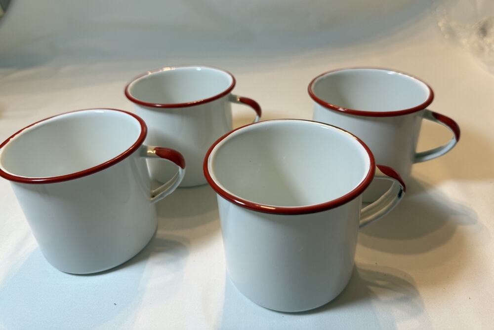 Crow Canyon Enamelware Vintage 12oz Coffee Mug, Set of 4 camping mugs
